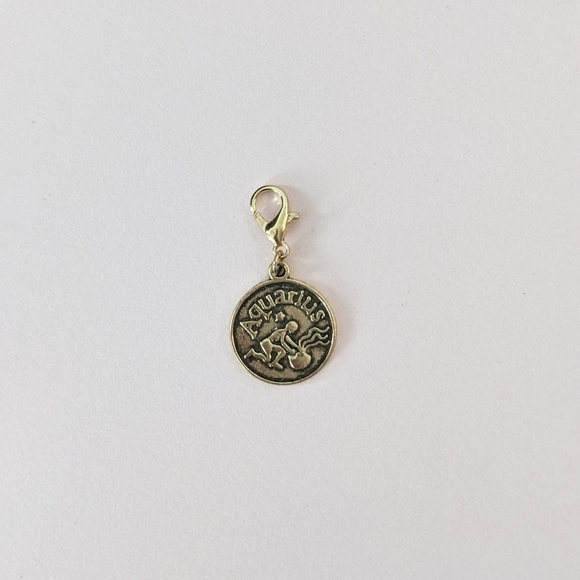 2 for $15 |  Aquarius Antique Gold Metal Charm | Brand New - Picture 2 of 6
